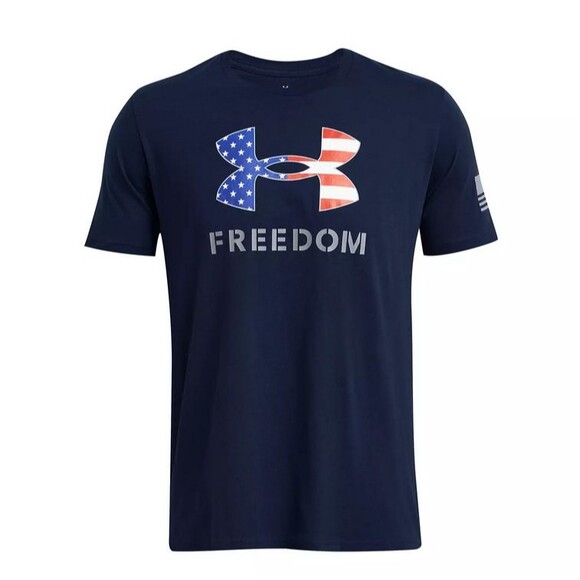 Men's 2XL T-Shirt Under Armour Freedom Logo Graphic Short Sleeve Crew Neck - Picture 1 of 2